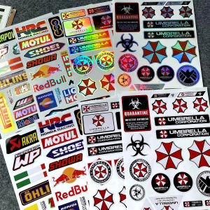 A4 Size Motorcycle Side Strip Bike Helmet Sticker Umbrella Corporation Resident Evil HRC OHLINS Decal Motorcycle Accessories