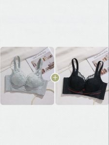 Lace Bra for Small Busts Gathered Breathable Anti-Droop No Steel Ring