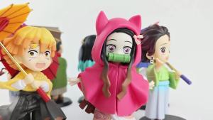 Bandai | 1-12PCS Anime Figure Demon Slayer Figure Kimetsu No Yaiba Doll Plum Rain Series Blind Box Figure Warrior Action Figure Model Toy