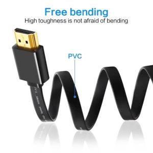 【FSU】4K HDMI 2.0 Flat Cable 0.5m 1m 2m 3m HD Cable Male-Male 4K 3D HDMI line for PC HDTV Projector Video DVD Monitor compatible with 1080P