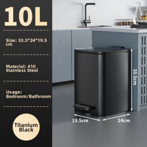 JINDONG | Large Capacity Pedal Trash Can Black Stainless Steel