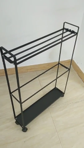 Towel Rack Standing 3 Layer Towel Holder with Wheels Towel Drying Rack with 2 Hooks Movable Bathroom Rack Organizer Multi Function Narrow Slim Storage Rack for Bathroom Balcony Kitchen Saving Space