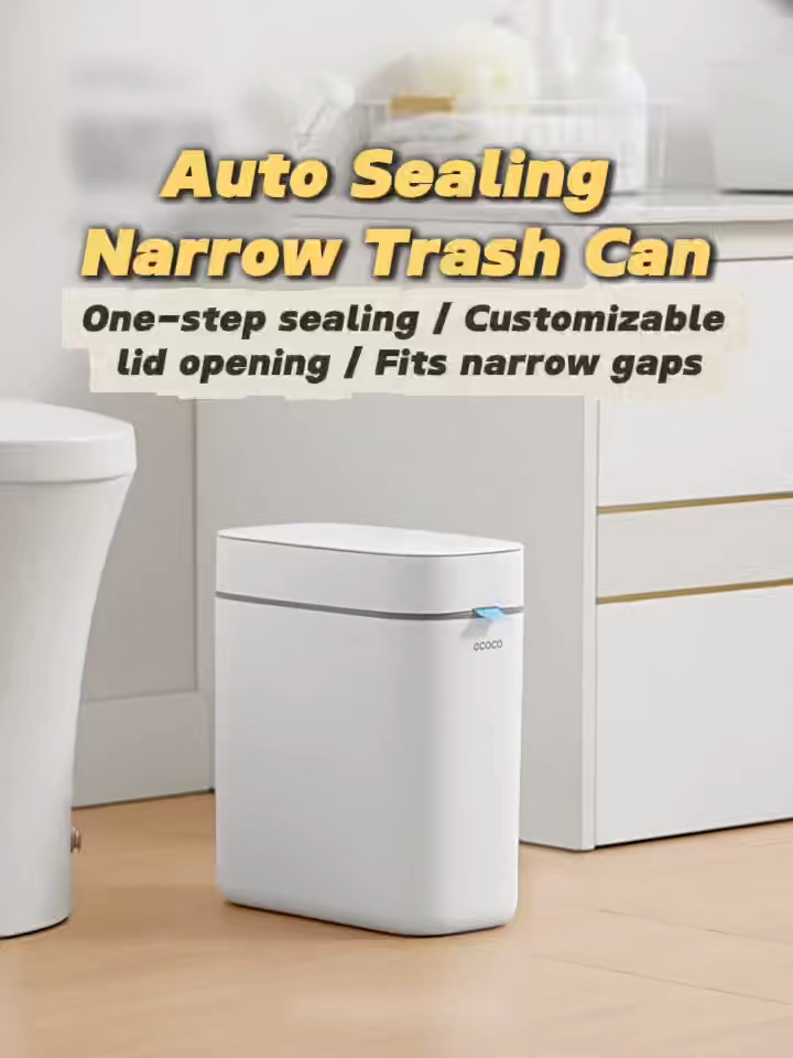 Ecoco Wall-mounted Narrow Trash Can Sealed Lid Keeps Smell Out Anti Splash Space Saving Strong Wall Mount