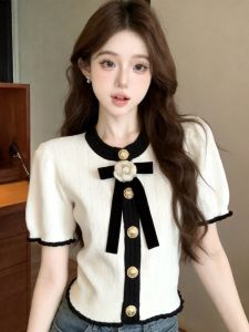 GUZILIAN | Áo Thun Ngắn Tay Cổ Eo Đẹp cho Mùa Hè