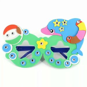 Kids DIY EVA Cartoon Glasses Eyeglass Diamond Sparkling Birthday Gift Party Goodies Present Children