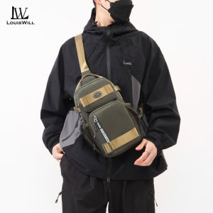 LouisWill กระเป๋าคาดอกแฟชั่นสะพายข้างลำลองสำหรับผู้ชายกระเป๋าสะพายไหล่กันน้ำกระเป๋ากีฬาสะพายไหล่กระเป๋าหิ้วขนาดใหญ่กระเป๋าเดินทางกระเป๋าออกกำลังกายกลางแจ้งกระเป๋าธุรกิจสำหรับผู้ชาย