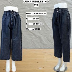 Celana Kulot Jeans Pinggang Karet Wanita / Kulot Highwaist Jeans Premium Sleting Depan Kancing 2
