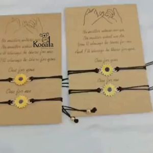 2 Pcs Gelang Tali Persahabatan Aksen Bunga Matahari Aksesoris Fashion Wanita Hadiah Sahabat Couple Terbaru