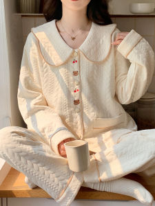 Sweet Style Air Cotton Long Sleeve Sleepwear Womens Home Clothes Thermal Layered Cotton Coat Autumn Winter Spring Home Clothes