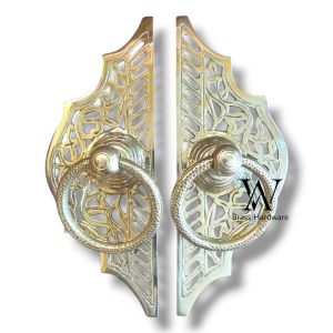 Tarikan Pintu Gebyok Kuningan Antik Motif Gunungan Ukir Gold 2 Pcs