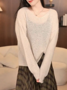 QINGNAER | Oversized Soft Semi-Transparent Sweater