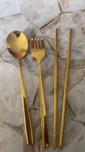 DFANCCIE Sendok Garpu Korea Stainless Steel Tebal Alat Makan Sujeo Korean