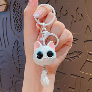 Cute Big Eye Cat Head Keychain Exquisite Anti-loss Cat Head Pendant Creative High Quality 3D Cartoon Keyring Couple
