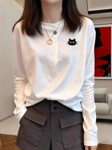 Cartoon Print T-Shirt with Button Detail and Lined