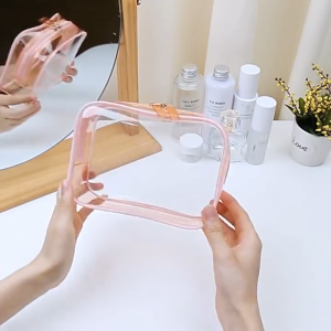 Tas Kosmetik Transparant Pouch Travel Make Up Organizer Kotak Penyimpanan Skincare Bahan Mika SPM