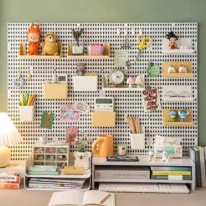 Desktop Wire-Wrap Board Storage Rack Student Dormitory Wall-Mounted Wall-Mounted Punching-Free Storage Cabinet Storage Desk Bulkhead Bracket