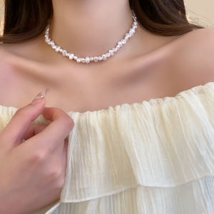 Baroque Pearl Necklace for Women Simple Fashion Collarbone Chain White Choker Necklaces Designer Wedding Jewelry Wholesale K-