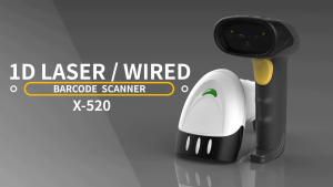GTCODESTAR X-520AT Handheld Bar Code Scanner Wired USB Barcode Reader with Stand 1D Barcode Scanner for Warehouse Laser Barcode Scaning
