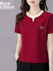 QIAOXIZI | Plus Size Loose Fitting 100% Cotton T-Shirt Short Sleeve