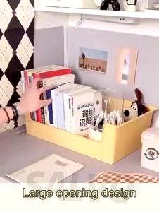 SALVO Book Organizer Box Desk Book Storage Box With Wheels Table Shelf Multifunctional Storage Box