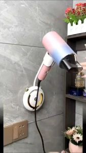 Adjustable Hair Dryer Bracket In Bathroom Non Perforated Wall Mounted Hair Dryer Storage RackBathroom Organizer And Storage Rack