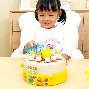 B.duck Magnetic Bouncing Duck Toys Kids Fishing PlateToys Rotating Attention Training Toys Gift