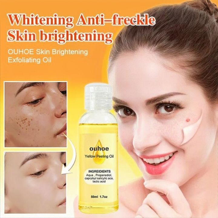 OUHOE Brightening Exfoliating Peeling Oil Deep Cleansing Exfoliating Dead Skin Fade Spots brightening skin care oil Lazada PH