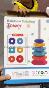 Rainbow Tower Stack Toy Music Hoop Infant Engaging Brain Development Baby Early Intellectual Toys