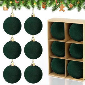 6pcs 5cm Velvet Christmas Tree Ornaments Plush Flocked Hanging Balls for Holiday Decor Christmas Decoration Xmas Clearance
