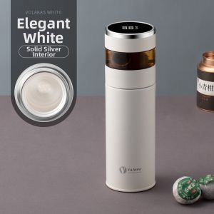 Vanow | Insulated Tea Water Separation Cup 999 Pure Silver Lining