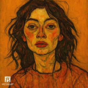 Tranh Nghệ thuật "Chân Dung Một Người Phụ Nữ" VIETSMART ART - Sơn dầu 60 x 70cm