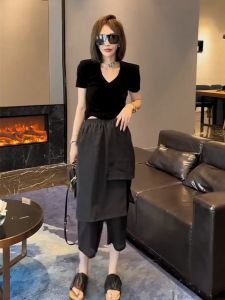 Fashionable High-Waisted Straight Leg Pants Womens Elastic Slimming Eighteen Shorts Commute Style Casual Trousers