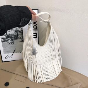 Túi Đeo Vai Thời Trang Nữ Tua Dài Da PU Mềm Cổ Hobo Đeo Túi Túi Xách Tay Nữ Có Túi Nội Thất