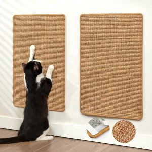 Natural Sisal Cat Scratcher Mat Cat Scratch Mats Horizontal Cat Floor Scratching Pad Rug Protect Couch Carpets Cat Paw Training