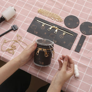 Handcrafted Mini Shoulder Crossbody Key Pouch DIY Woven Bag Material Kit New 2024 Fashion Soft PU Leather Zipper Closure