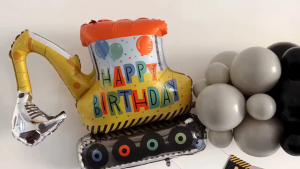 SHUAIAN Balon Foil Konstruksi Jumbo Ukuran 39 inci 1pcs Balon Foil Penggali Excavator untuk Dekorasi Pesta Ulang Tahun