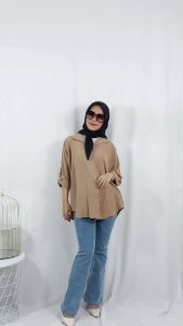 CARLINA KEMEJA DEVANCA SHIRT BLOUSE OLIVIA CRINKLE PREMIUM AIRFLOW MATT KATUN CRINGKLE ADEM