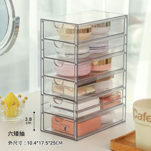 Eyeshadow Storage Box Acrylic Drawer Desktop Cosmetics Lipstick Partitioned and Transparent Dustproof Dressing Table Storage Rack