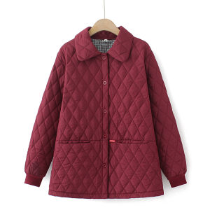 เสื้อแจ็คเก็ตผ้าฝ้ายทรงหลวมสไตล์เกาหลีฤดูใบไม้ร่วง/ฤดูหนาว ปกเสื้อทรงกลม ทรงหลวม แขนยาว ปกติ ปกติ ปกติ ปกติ