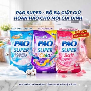 Bột Giặt PAO SUPER 5kg Thái Lan Chính Hãng Trắng sáng cực kỳ và sạch hơn hương thơm êm dịu tươi mát