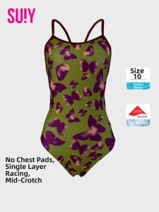 SUIY | Purple Butterfly Competitive Womens One-piece Swimsuit