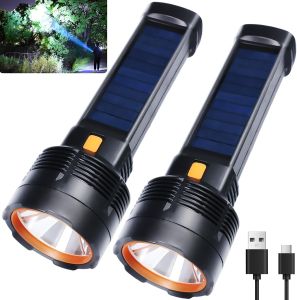 Multi-function Solar / USB Charging LED Flashlight Super Bright Waterproof Torch Light for Home CampingHiking