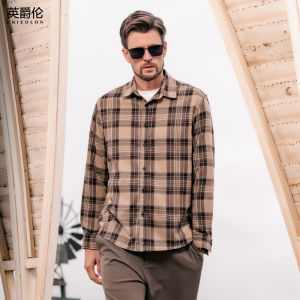 Enjeolon | Long Sleeve Plaid Mens Retro Flannel Shirt