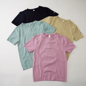 Seamless Fitness Clothing Womens Short Sleeve Sports Top Running Yoga Moisture Wicking Quick Dry Breathable Tank Top T-Shirt