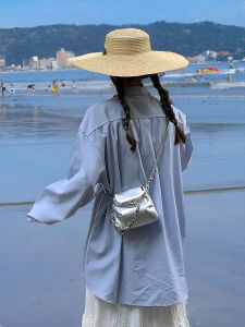 Silver Mini Bucket Bag Womens Fashionable Compact Elegant Crossbody Lipstick Bag Casual Simple Style Soft Handle Shoulder Bag