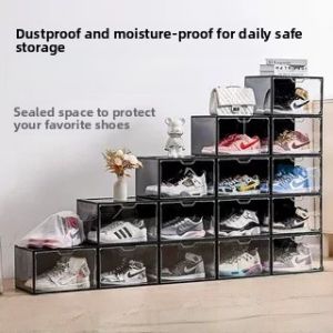 Magnetic Hard Shoe Box Storage Case Acrylic Plastic Ball Shoes Display Cabinet Transparent Organizer Hat Rack for Home Use