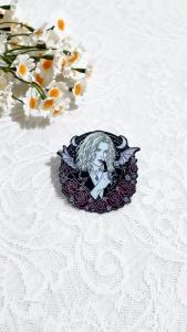 Bandai | Gothic vampire character enamel badge retro red rose devil wings personalized brooch decoration