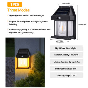 Outdoor LED Solar Sensing Wall Lamp Human Body Sensing Switch Black White 400mAh Garden Courtyard Corridor Decorative Lighting