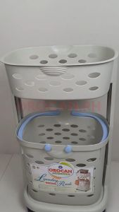 Orocan Laundry Rack with wheels Dirty Clothes Hamper Basket Labada (Body:Light Beige/Handle:Random Color)