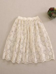 สไตล์เกาหลี ปัก ลูกไม้ ตัดตาข่ายครึ่ง กระโปรง เอวยืดหยุ่น หลวม Layered Fresh หวาน ปกปิด กระโปรง ผู้หญิง แฟชั่น